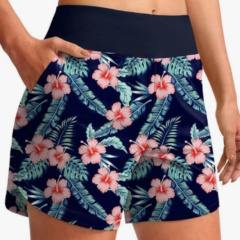 Pudolla Women's 5" Swim Board High Waisted Quick Dry Swimming ShortNWTSize XXL